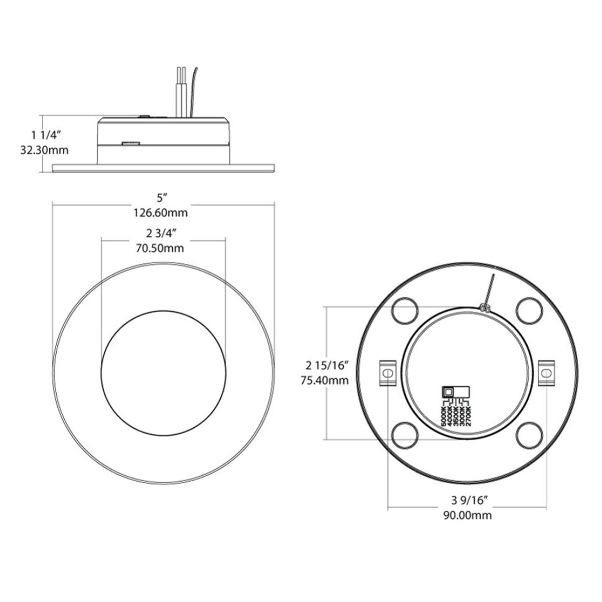PUCKFA 4 In. LED Surface Mount Light 120V Selectable CCT White Finish - Bees Lighting