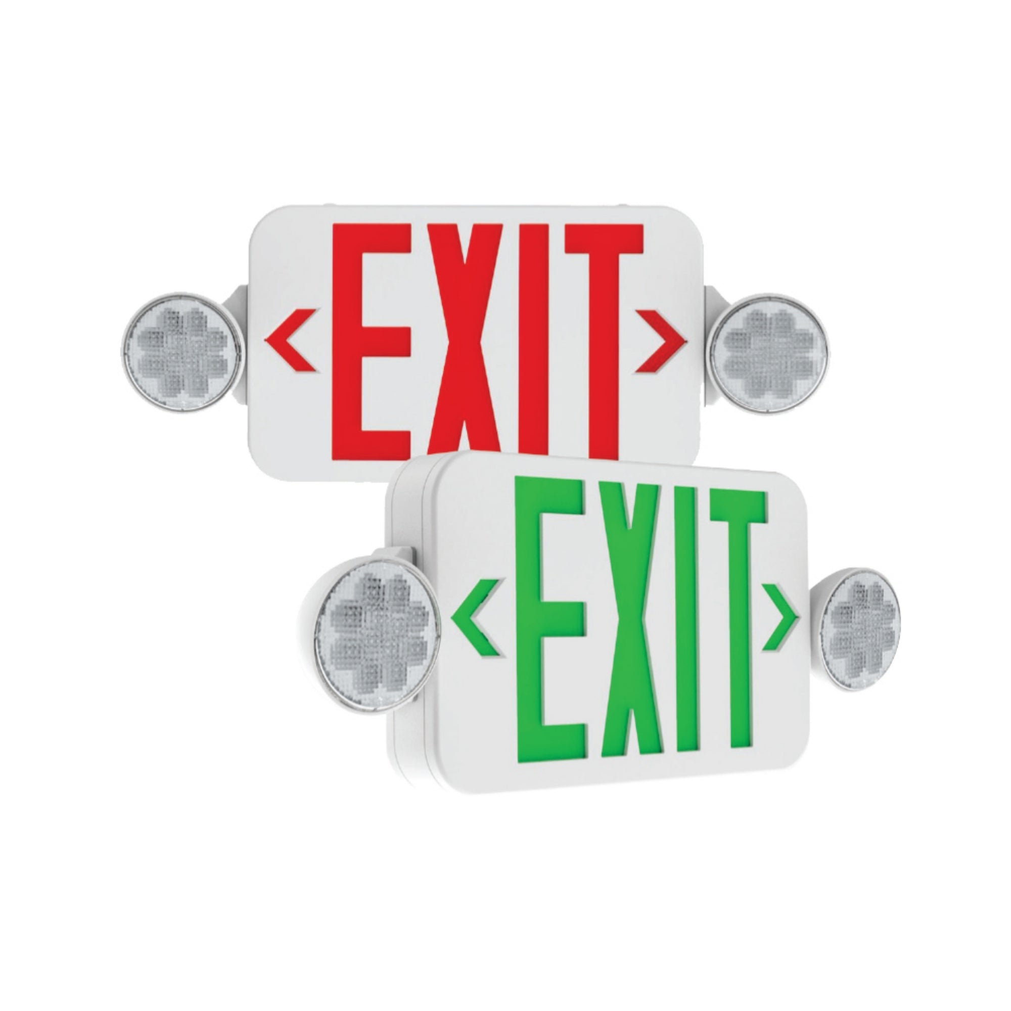 LED Combo Exit Sign, Single/Double Face, Red/Green Letters, White - Bees Lighting