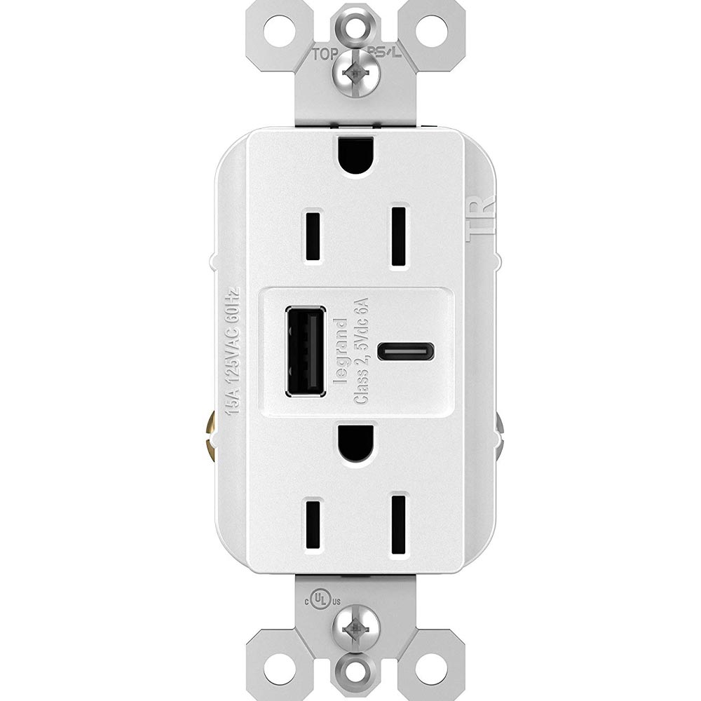 Radiant 15 Amp Duplex Outlet with 6A USB-A/C Outlet Tamper-Resistant - Bees Lighting