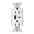 radiant 15A Tamper-Resistant Outlet, Ultra-Fast USB Type A/C, White - Bees Lighting