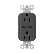 Legrand R26USBCC6BK radiant 15A Tamper-Resistant USB Type-C Duplex Receptacle, Black