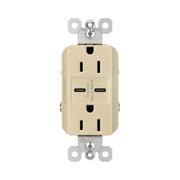Legrand R26USBCC6I radiant 15A Tamper-Resistant USB Type-C Duplex Receptacle, Ivory