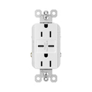 Legrand R26USBCC6W radiant 15A Tamper-Resistant USB Type-C Duplex Receptacle, White