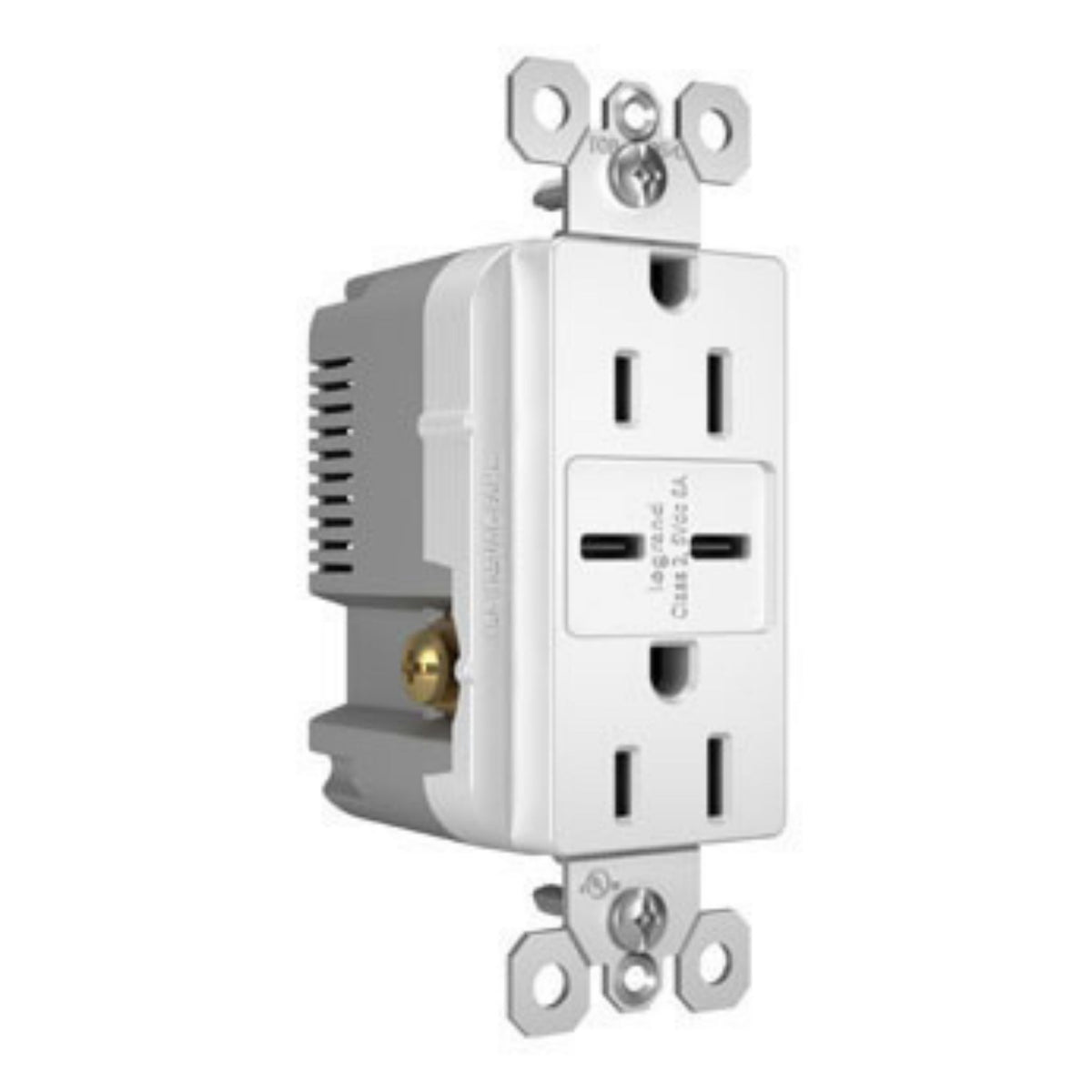 Legrand R26USBCC6W radiant 15A Tamper-Resistant USB Type-C Duplex Receptacle, White