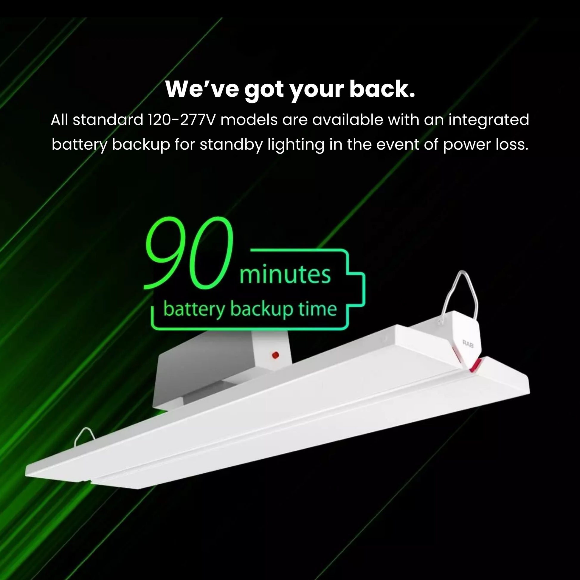 RAB Lighting - Linear High Bay LED Light, 360W, 50000lm, 4000K/5000K, 120-277V | Bees Lighting