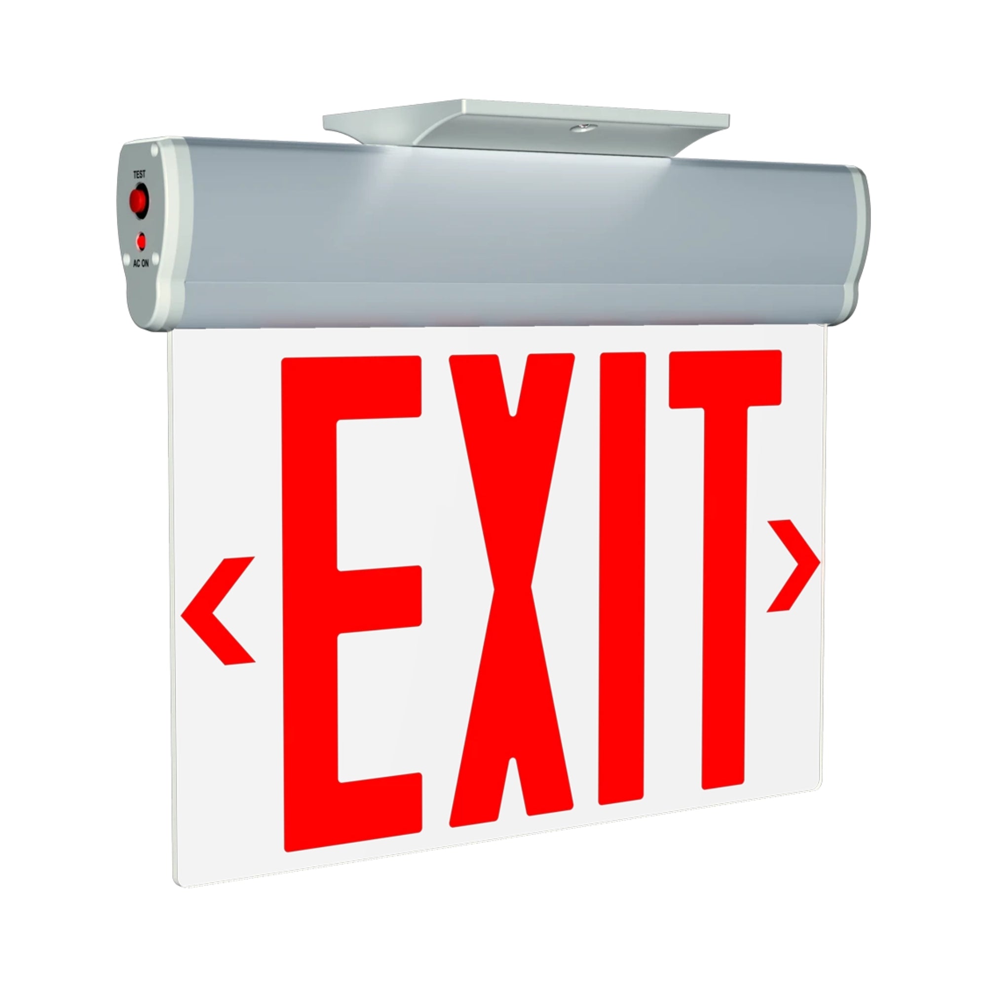 RAB ELXNYC - Edge-Lit LED Exit Sign, NYC Compliant, Red Letters, Universal Mounting, 90-Minute Battery Backup, 120-277V, Aluminum