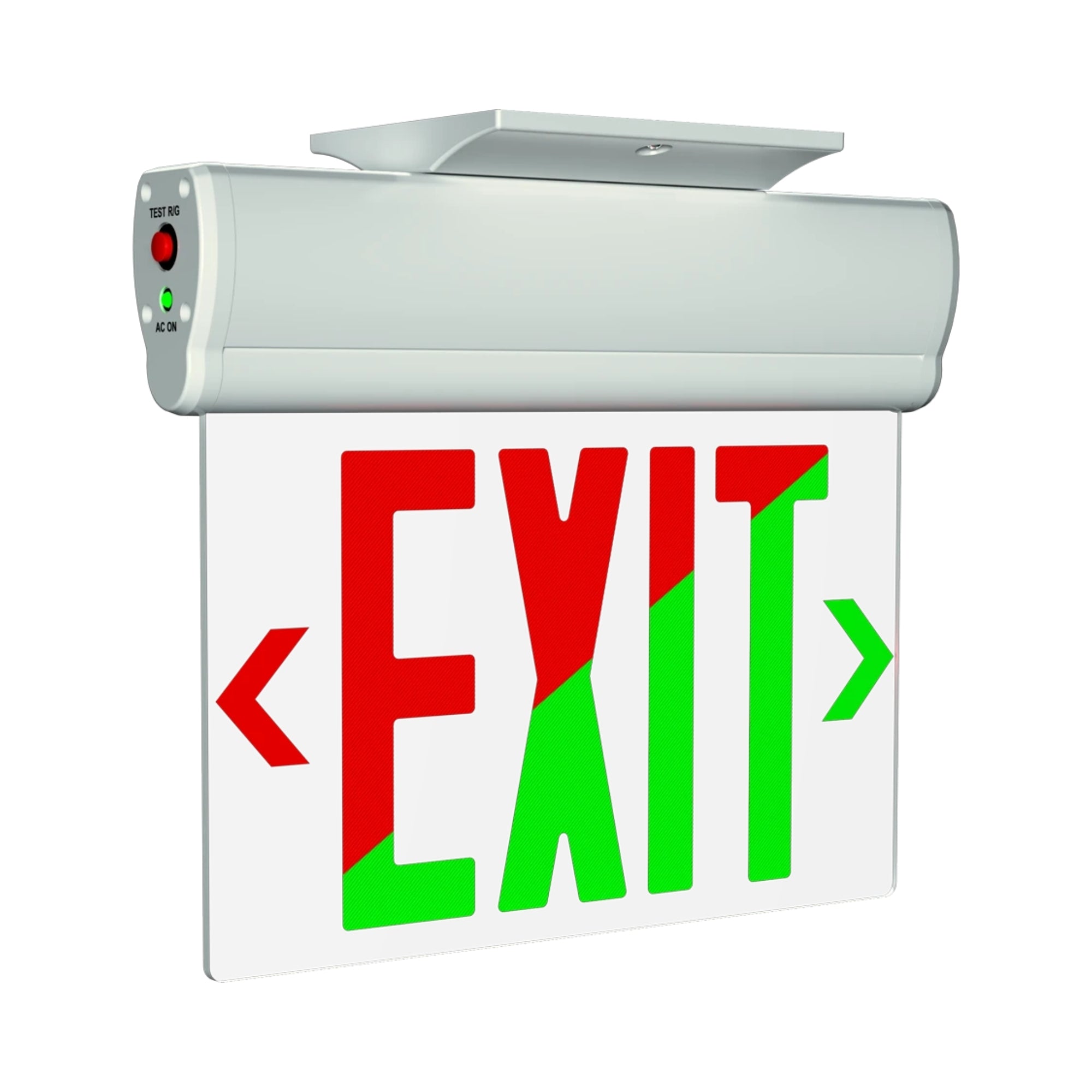 RAB ELX - Edge-Lit LED Exit Sign, Red/Green Selectable, Universal Mounting, 90-Minute Battery Backup, 120-277V, White