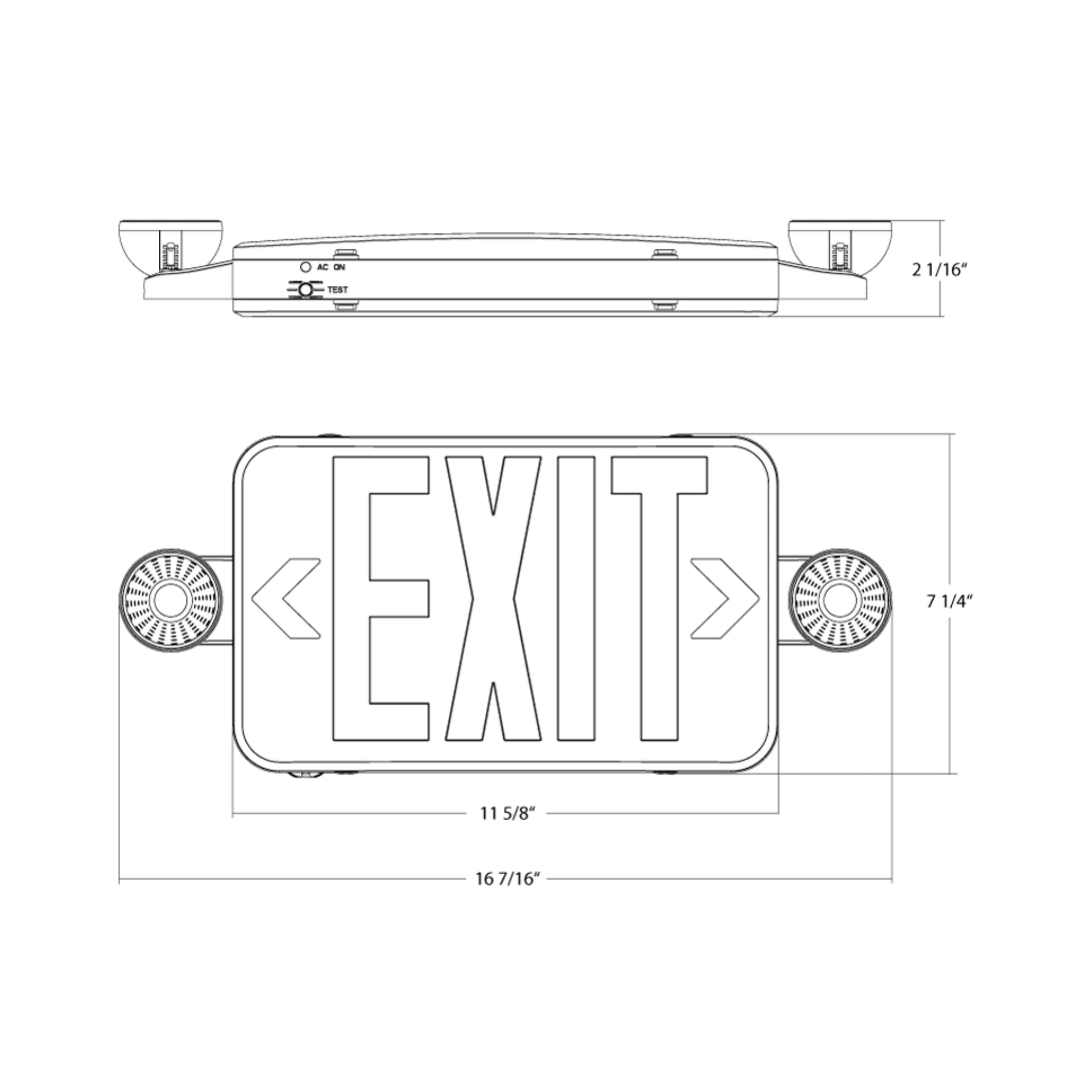 LED Combo Exit Sign, Single/Double Face, Red/Green Letters, White, Remote Capable - Bees Lighting