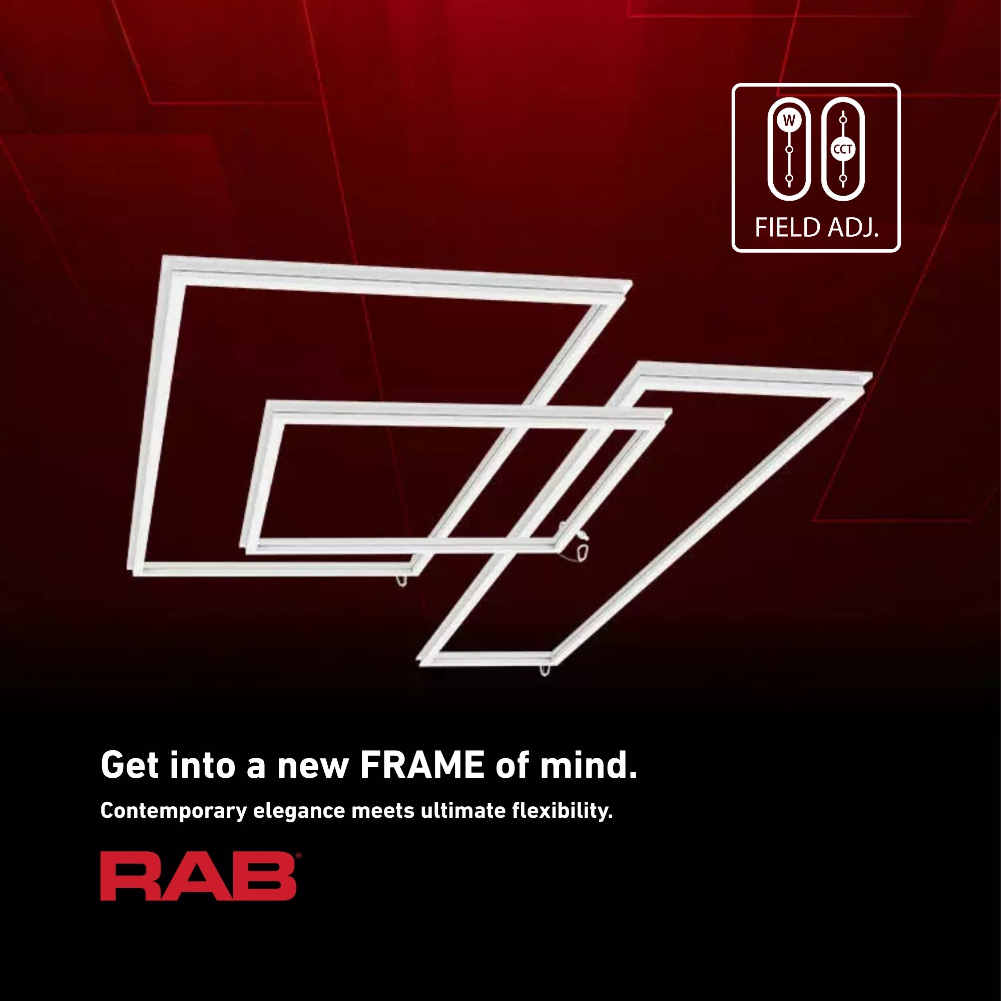 RAB FR1X4 1x4 LED Frame Light 4994 Lumens 40W Selectable Selectable CCT 120-277V Recessed T-Grid White