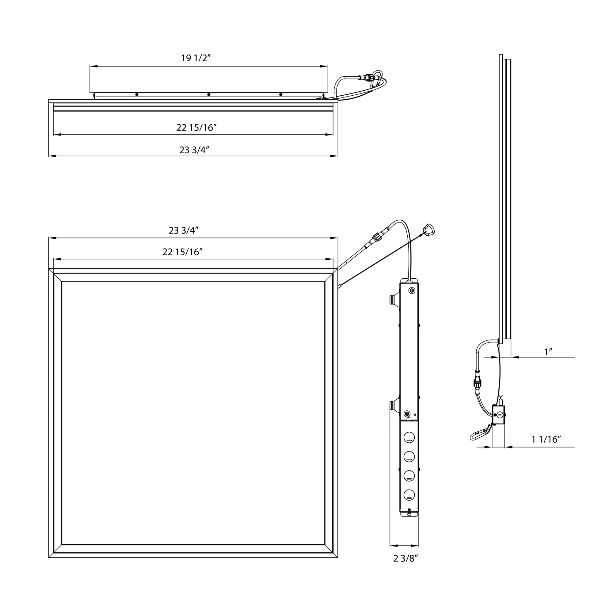 2x2 LED Frame Light, 40W, 5000 Lumens, Selectable CCT, 120-277V, Battery Backup