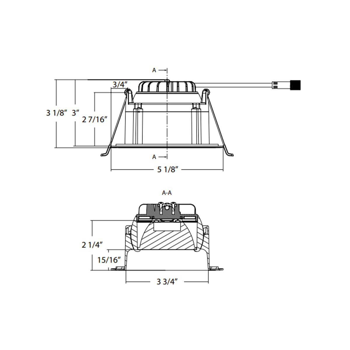 4" Canless Gimbal Downlight, 1050 Lm, 5-CCT, 38° Spot, White Regressed Trim - Bees Lighting