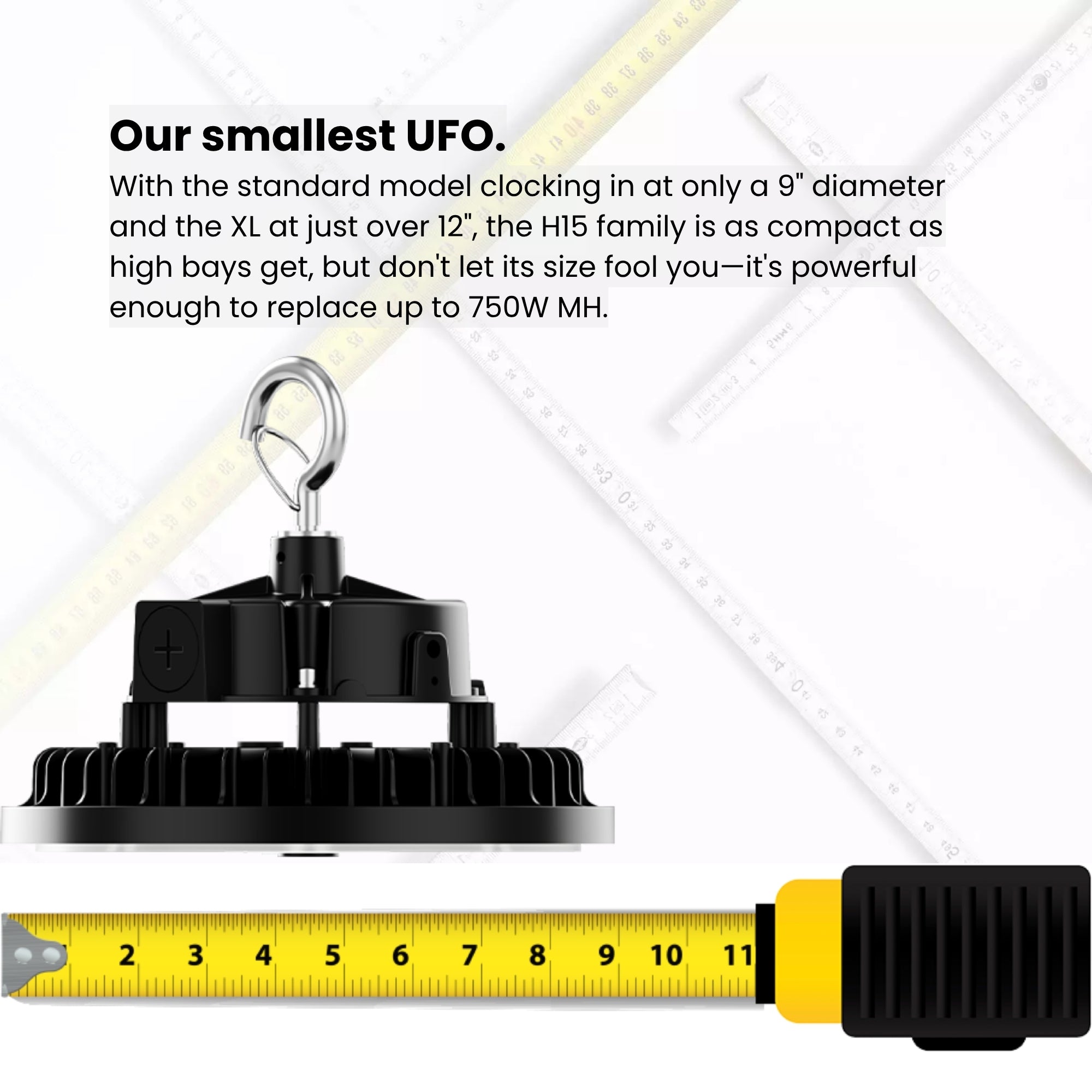 RAB Lighting - RAB H15XL UFO High Bay, 240W, 35500 Lumens, 30K/40K/50K, 480V, White | Bees Lighting