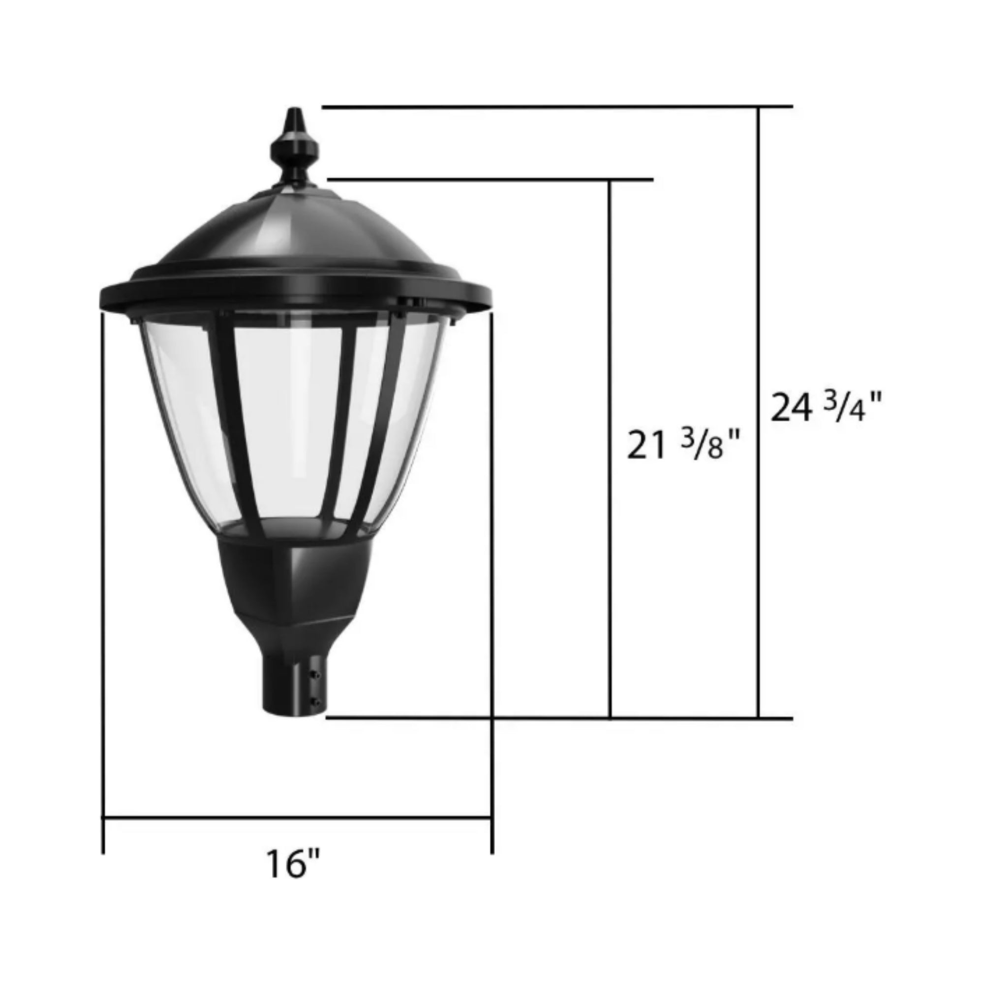RAB HTG-RB Heritage Round LED Post Top Lantern, 120W, Black