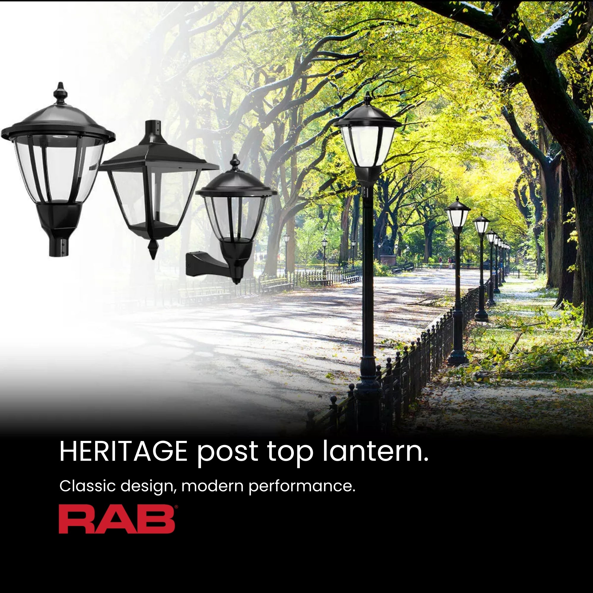 RAB HTGL-R Heritage Round Post Top Lantern, EX39 Base, Bronze