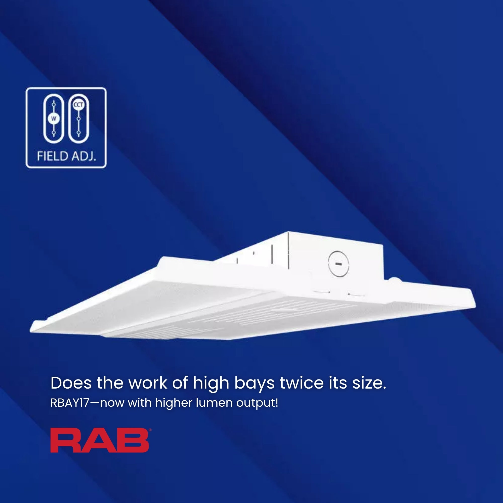 RAB RBAY17M/480 Linear LED High Bay 40,003 Lumens 260W/220W/160W Selectable 3500K/4000K/5000K 480V White