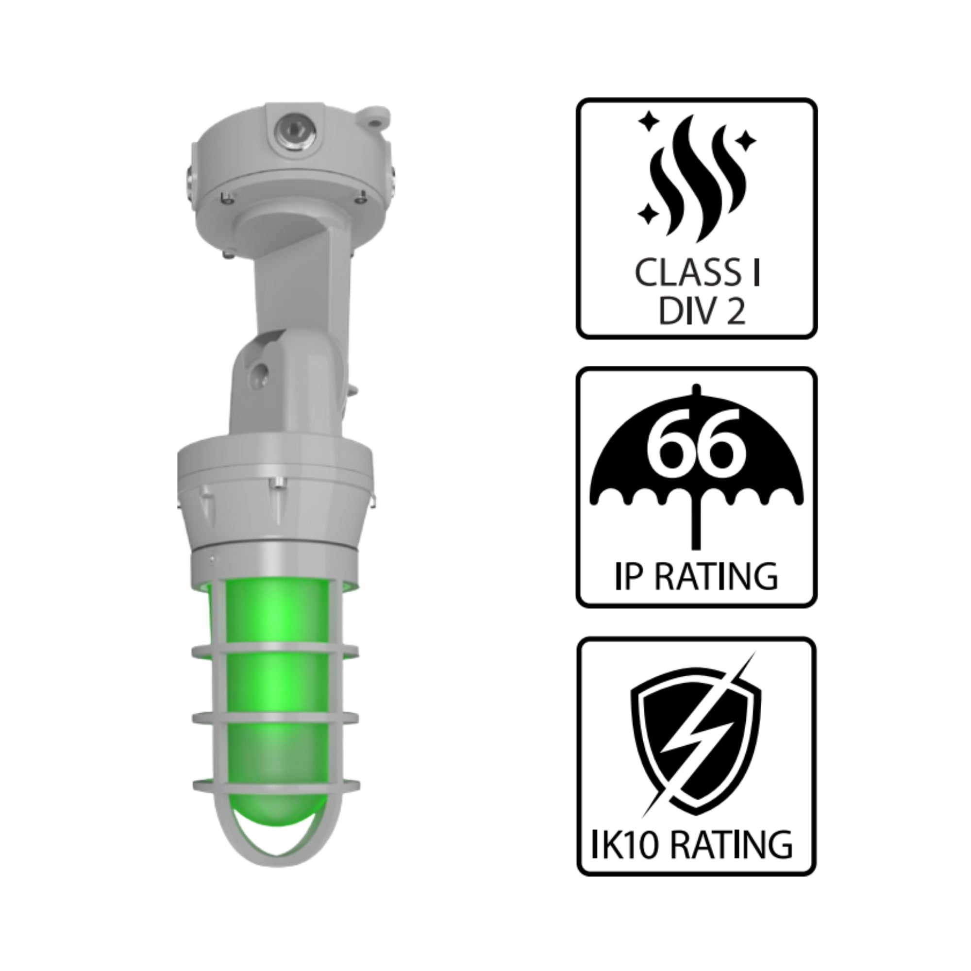 Hazardous Location Vaporproof Light, 20W, 1520lm, Green light, 120-277V
