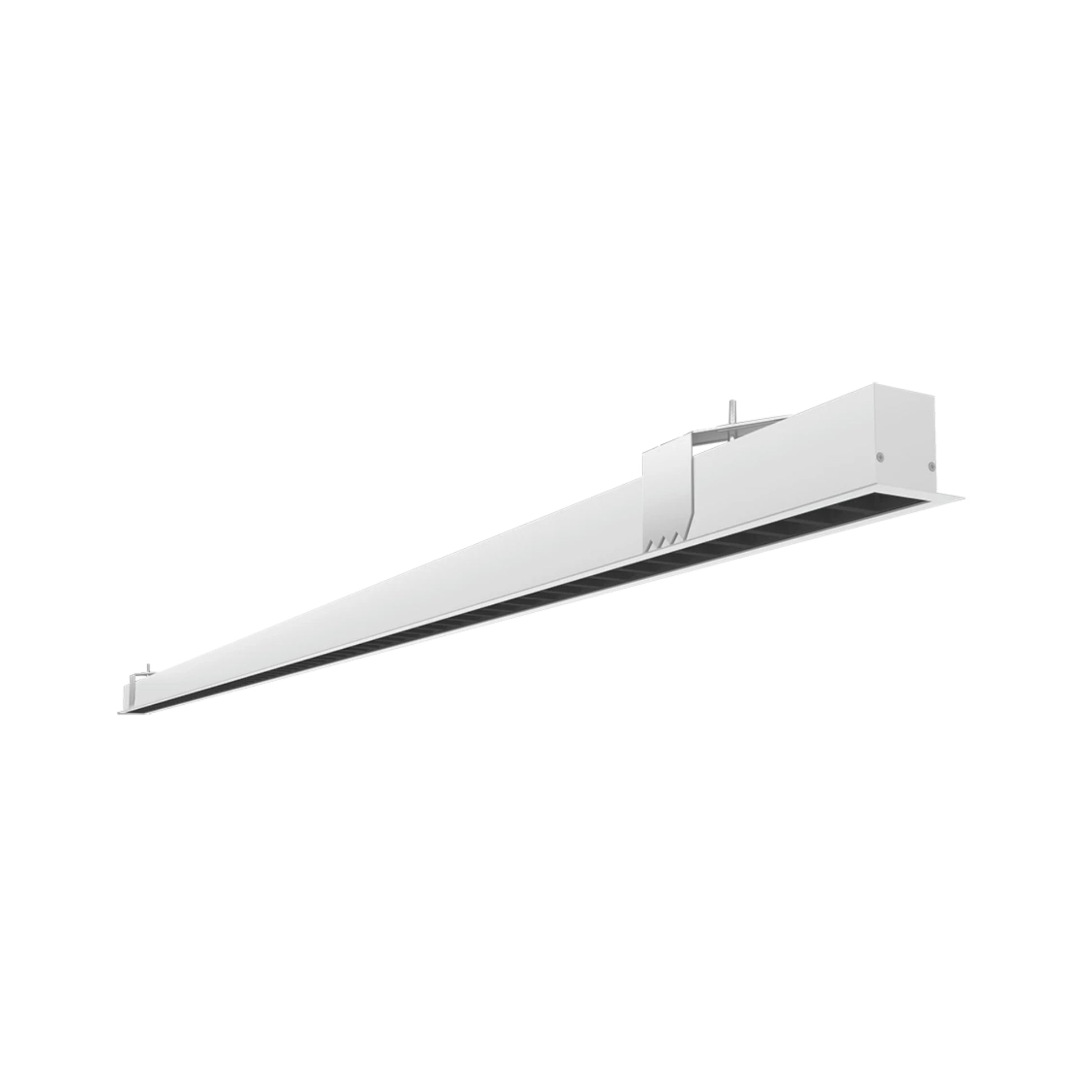 LED Strip Light Fixture, 80W, 11150lm, 30K/35K/40K, 120-277V, White, Louvers Lens - Bees Lighting