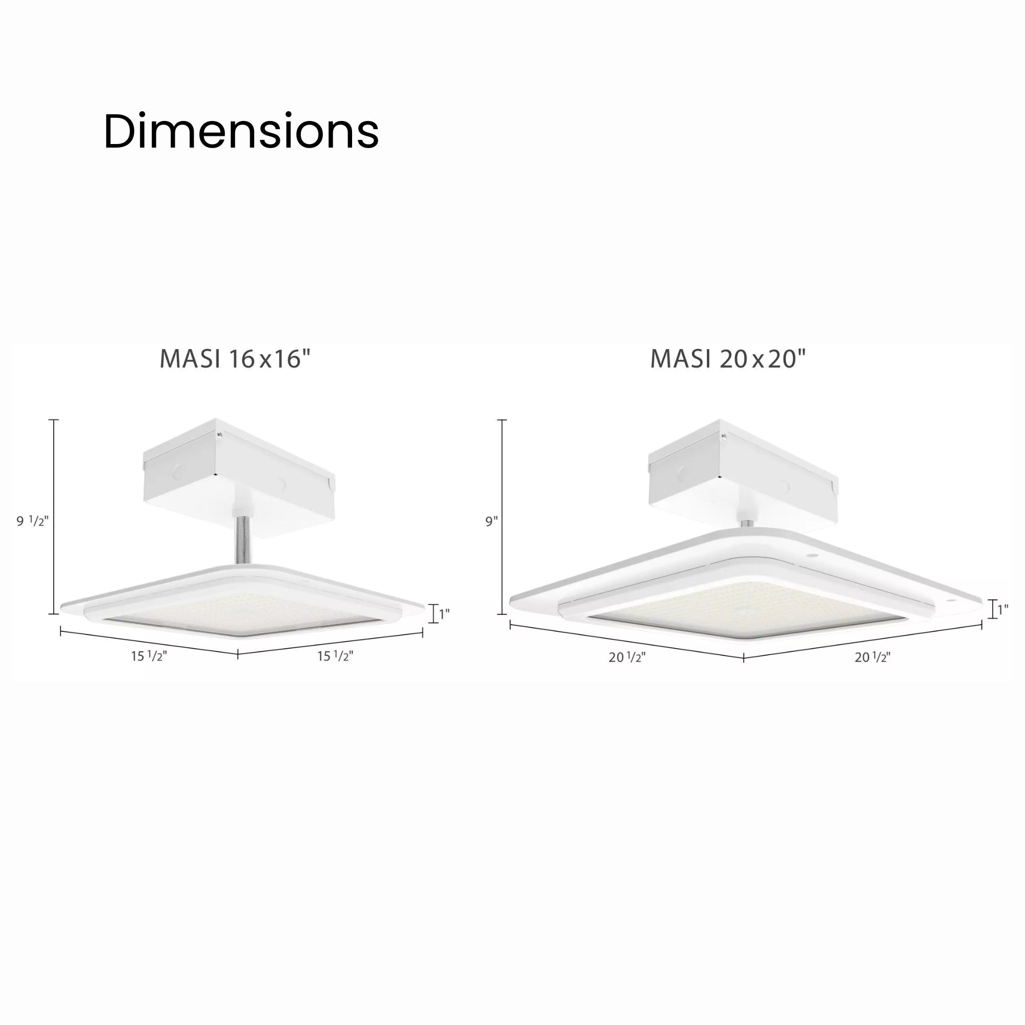 RAB MASI20 20-in Field-Adjustable Canopy Light 31,640 Lumens Selectable 150W/180W/200W 3000K/4000K/5000K 120-277V Surface Mount White