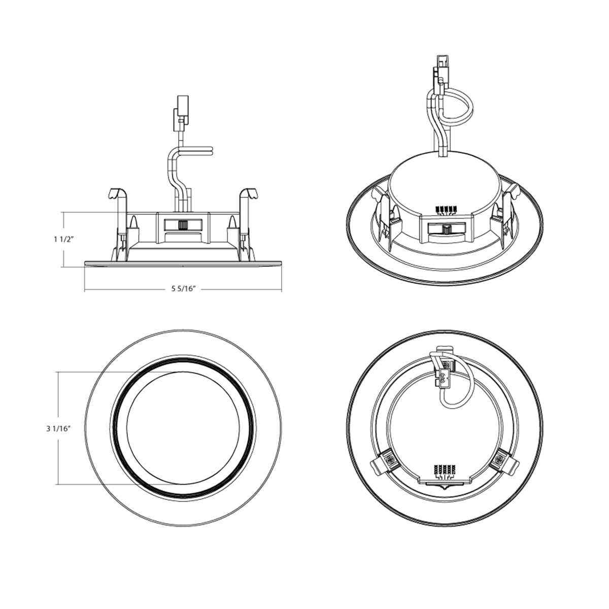 4" R34 Retrofit LED Can Light, 700 Lm, CCT-Adjustable, Round Baffle Trim - Bees Lighting