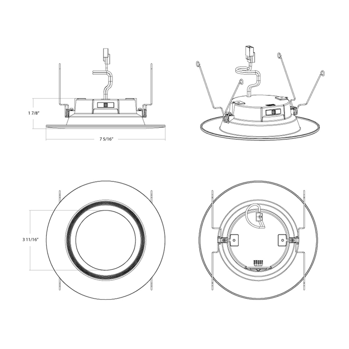 6" R34 Retrofit LED Can Light, 900 Lm, CCT-Adjustable, Round Baffle Trim - Bees Lighting