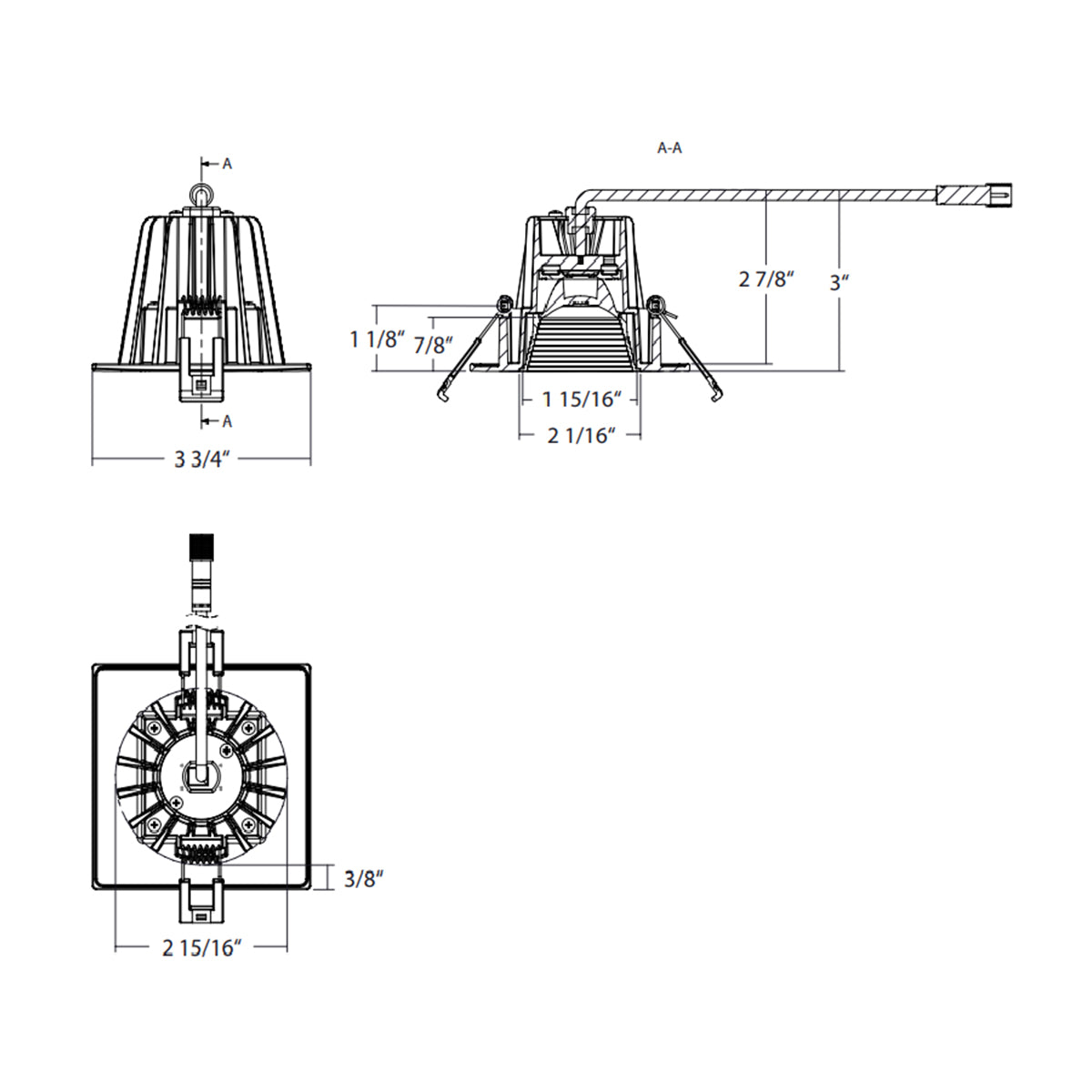 RAB 3" Square Downlight CCT Adjustable - Bees Lighting