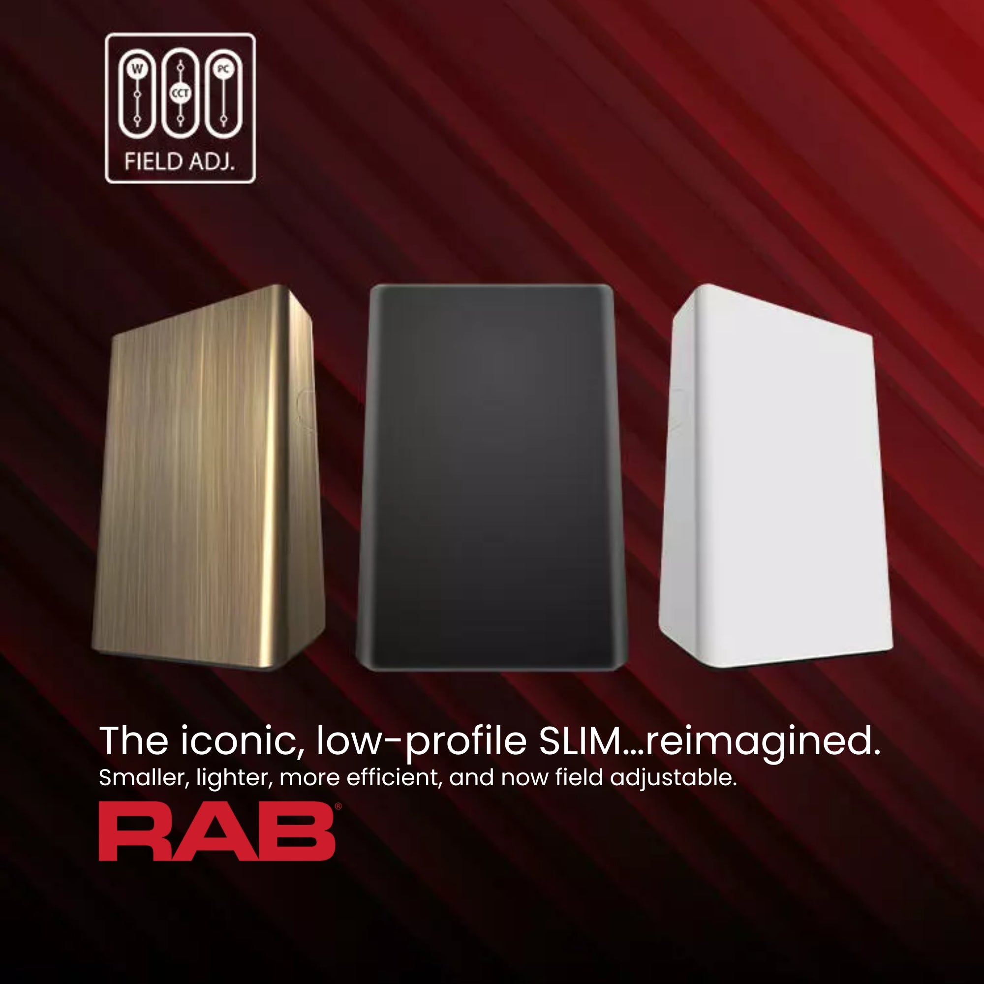 RAB SLIMW LED Wall Pack 4389lm 26/18/12W Selectable CCT 120-277V Wall Mount White
