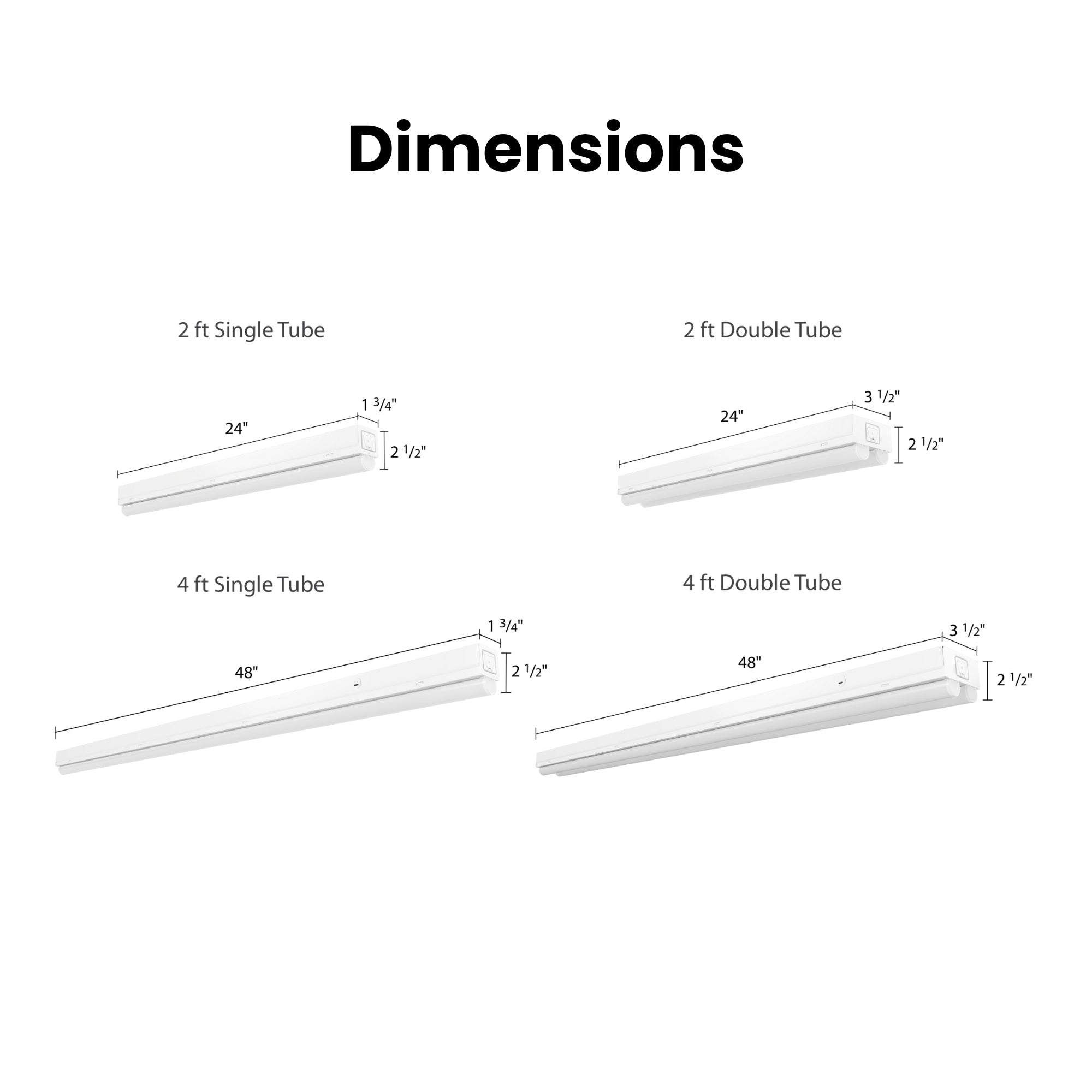 2ft LED Strip Light Fixture, 20W, 3000 Lumens, 35K/40K/50K, 120-277V, Motion Sensor