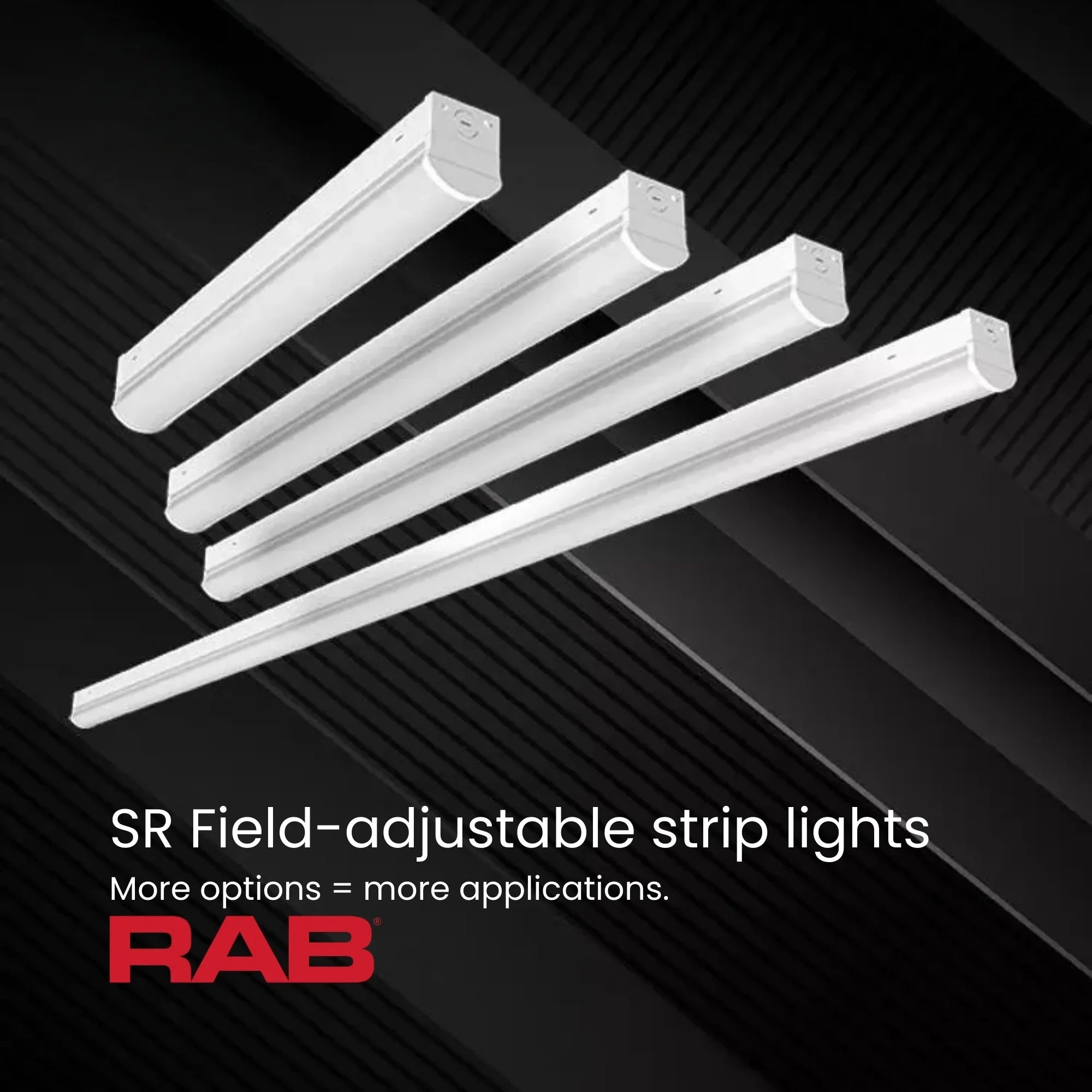 RAB SR8/E 8ft LED Strip Light with Battery Backup - 40-60W, 3500K/4000K/5000K