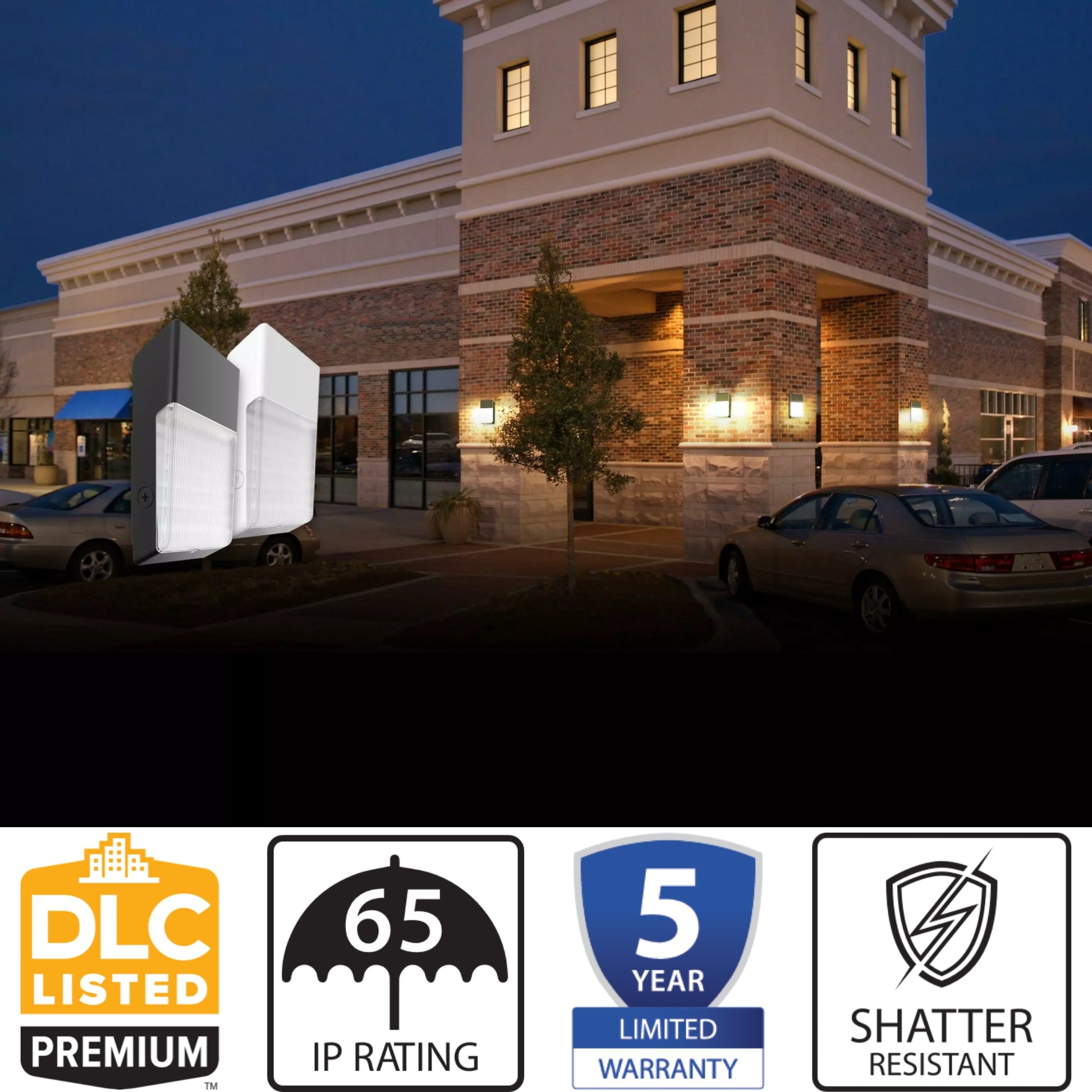 LED Mini Wall Pack, 40W, 5345 Lumens, 30K/40K/50K, 120-277V, Bronze - Bees Lighting