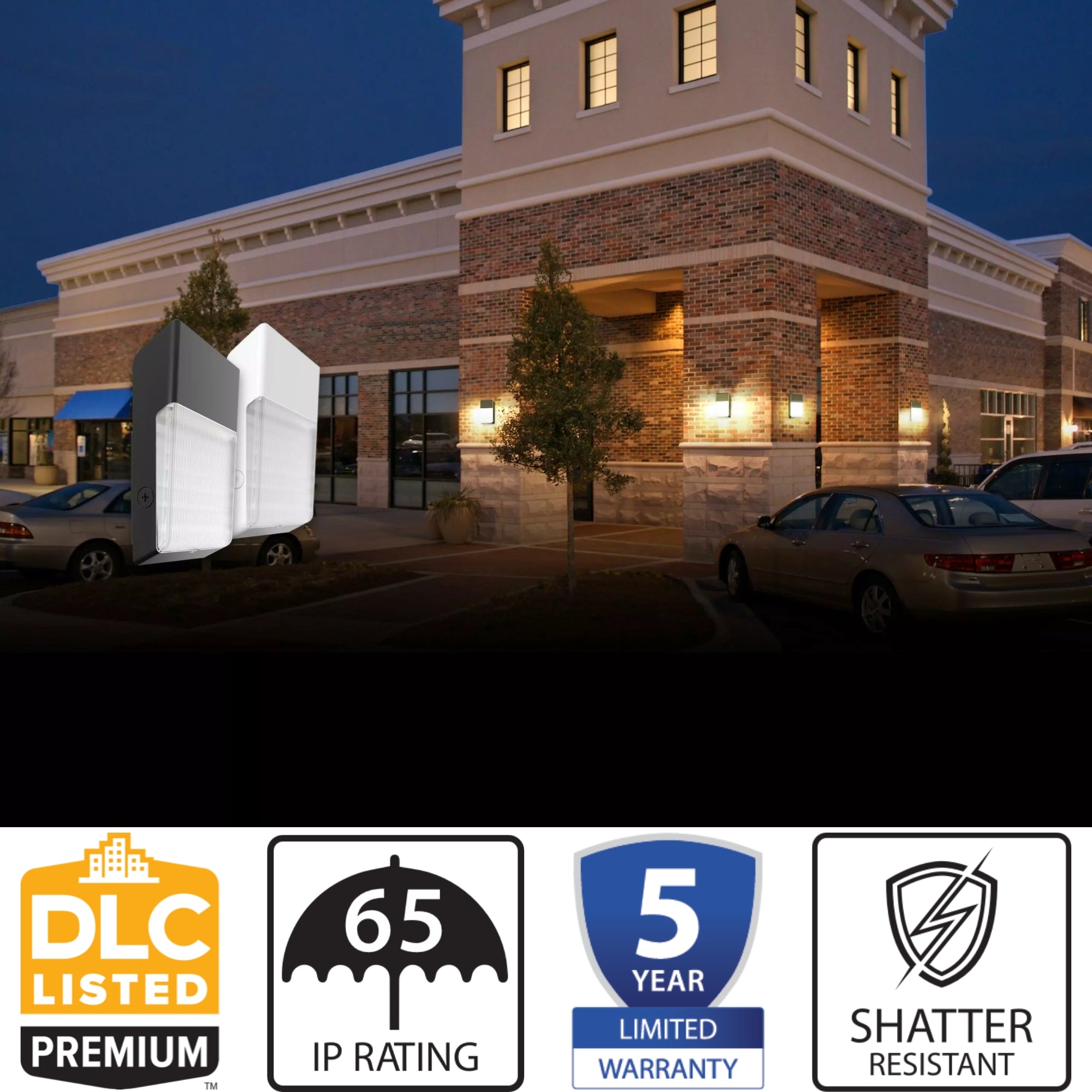 LED Mini Wall Pack, 40W, 5345 Lumens, 30K/40K/50K, 120-277V, Bronze - Bees Lighting