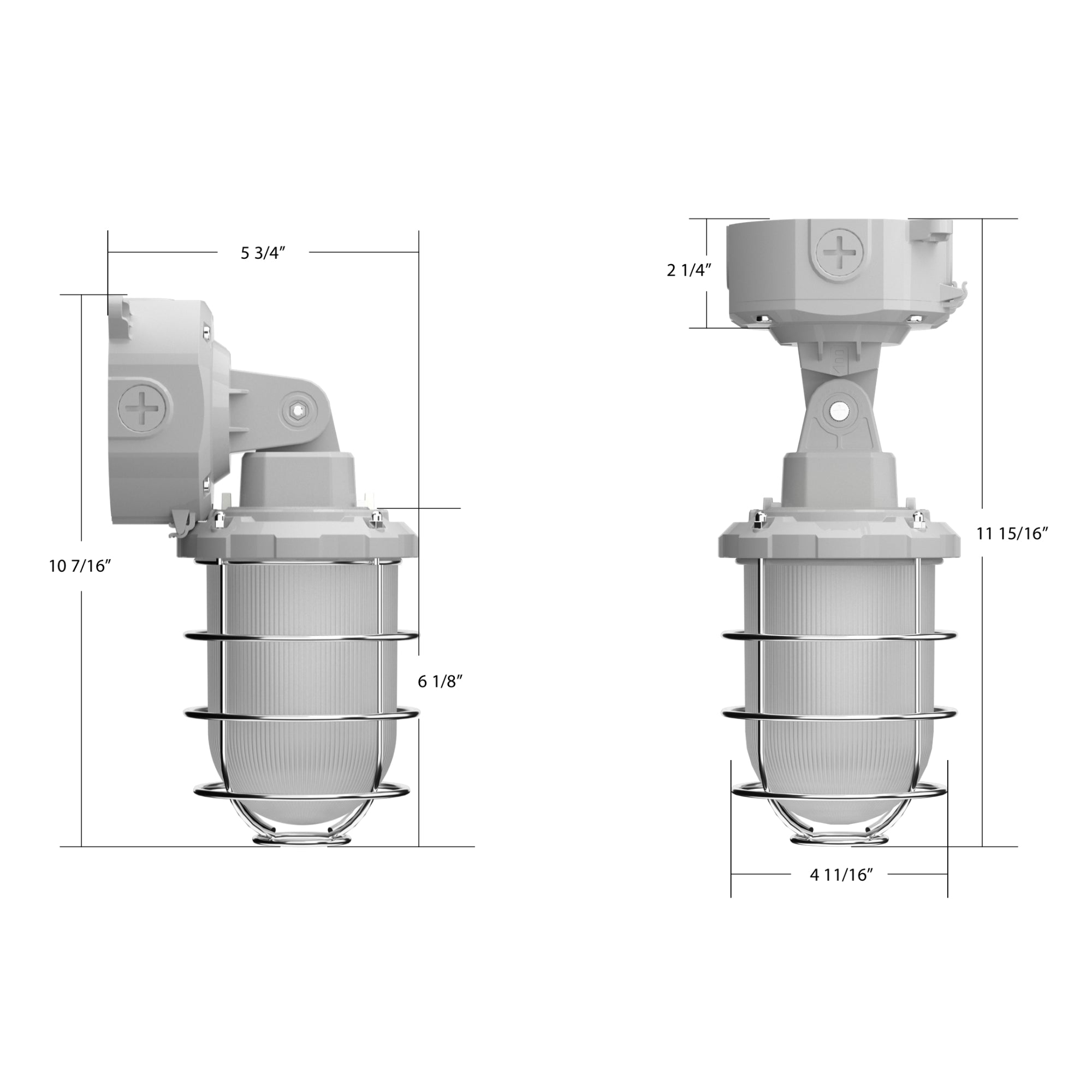 RAB VX20 LED Vaporproof Fixture 2,421 Lumens 20W Selectable 3000K/4000K/5000K 120–277V Gray