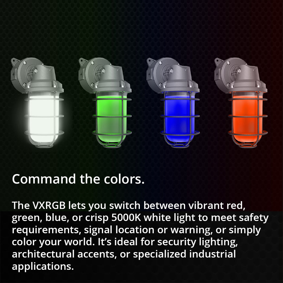 LED Vapor Proof Light, 26W, 3150 lm, RGB/5000K, 120-277V - Bees Lighting