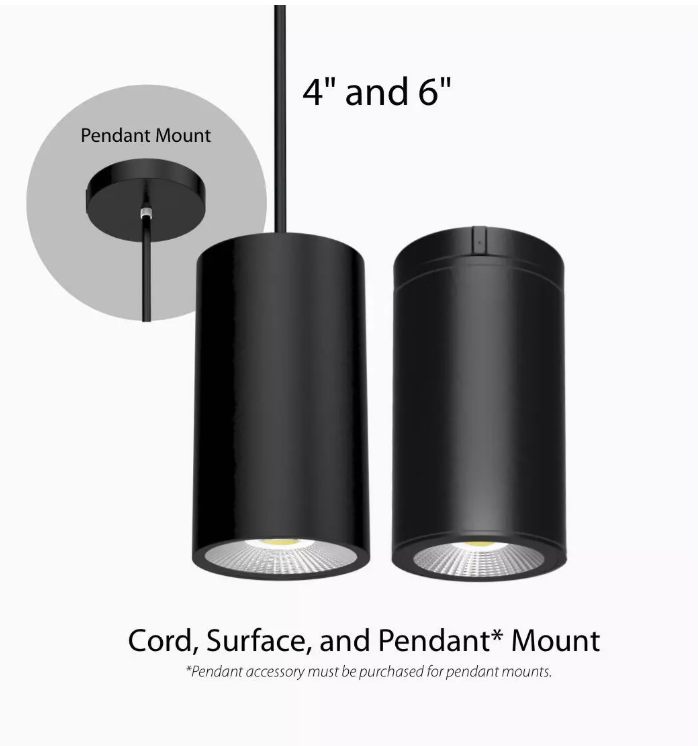 CD34 6" LED Cylinder Ceiling Light, Selectable CCT, White, 120-277V