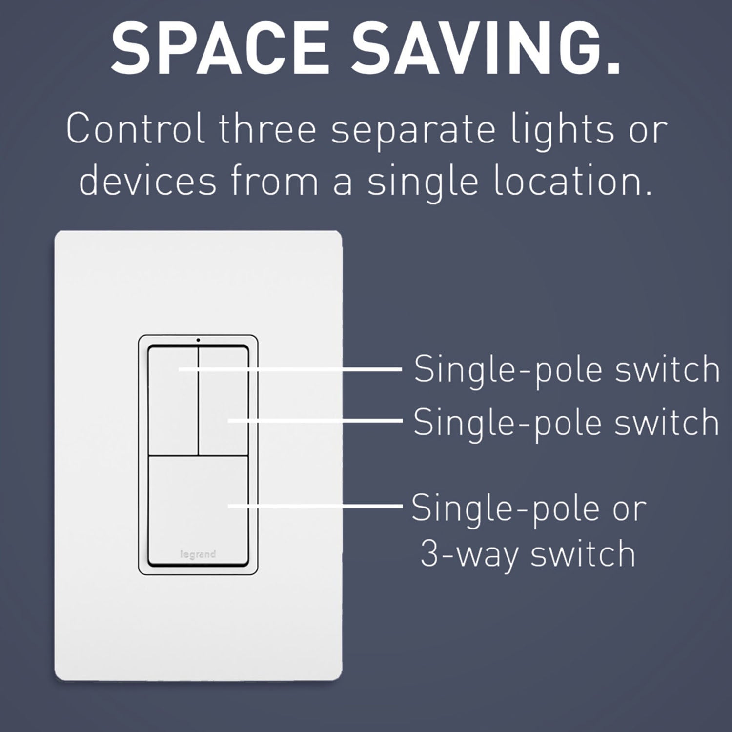 radiant Two Single-Pole Light Switches and One 3-Way Switch, White - Bees Lighting