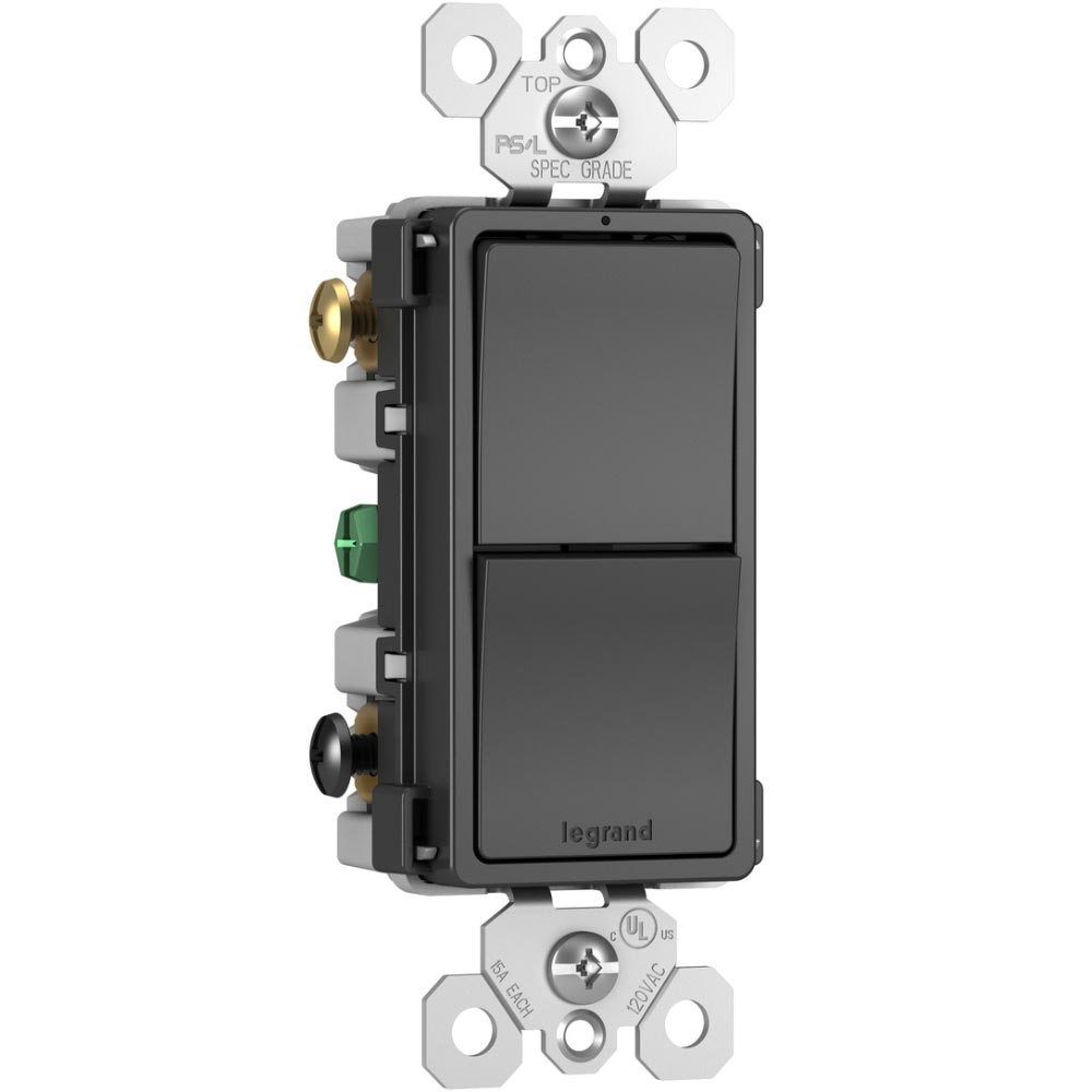 radiant Two Single Pole/3-Way Light Swithes, 15-Amp, 120V, Black - Bees Lighting