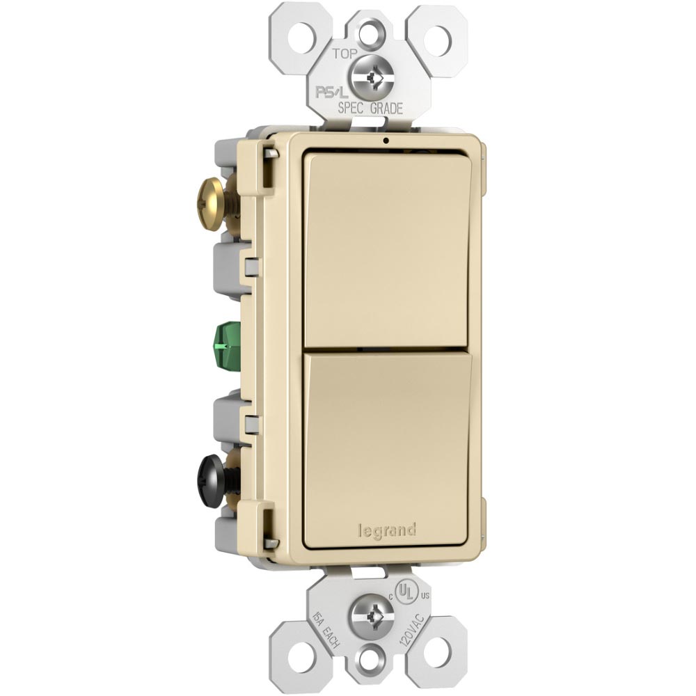 radiant Two Single Pole/3-Way Light Swithes, 15-Amp, 120V, Ivory - Bees Lighting