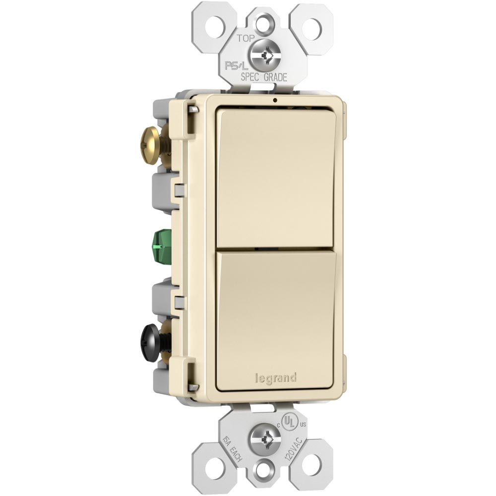 radiant Two Single Pole/3-Way Light Swithes, 15-Amp, 120V, Light Almond - Bees Lighting