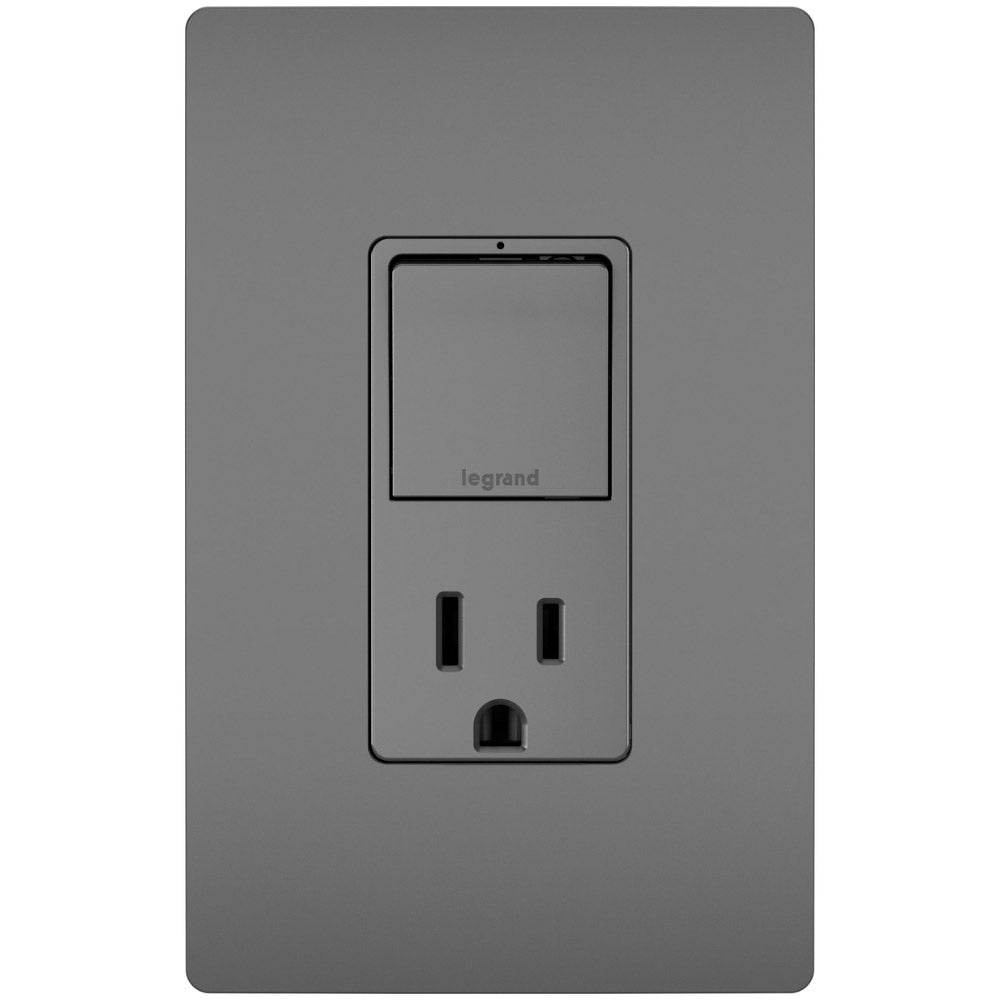 radiant Single Pole/3-Way Switch with 15A Tamper-Resistant Outlet, Black - Bees Lighting