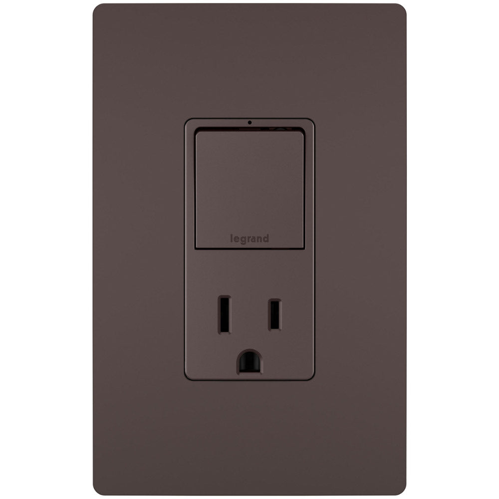 radiant Single Pole/3-Way Switch with 15A Tamper-Resistant Outlet, Dark Bronze - Bees Lighting