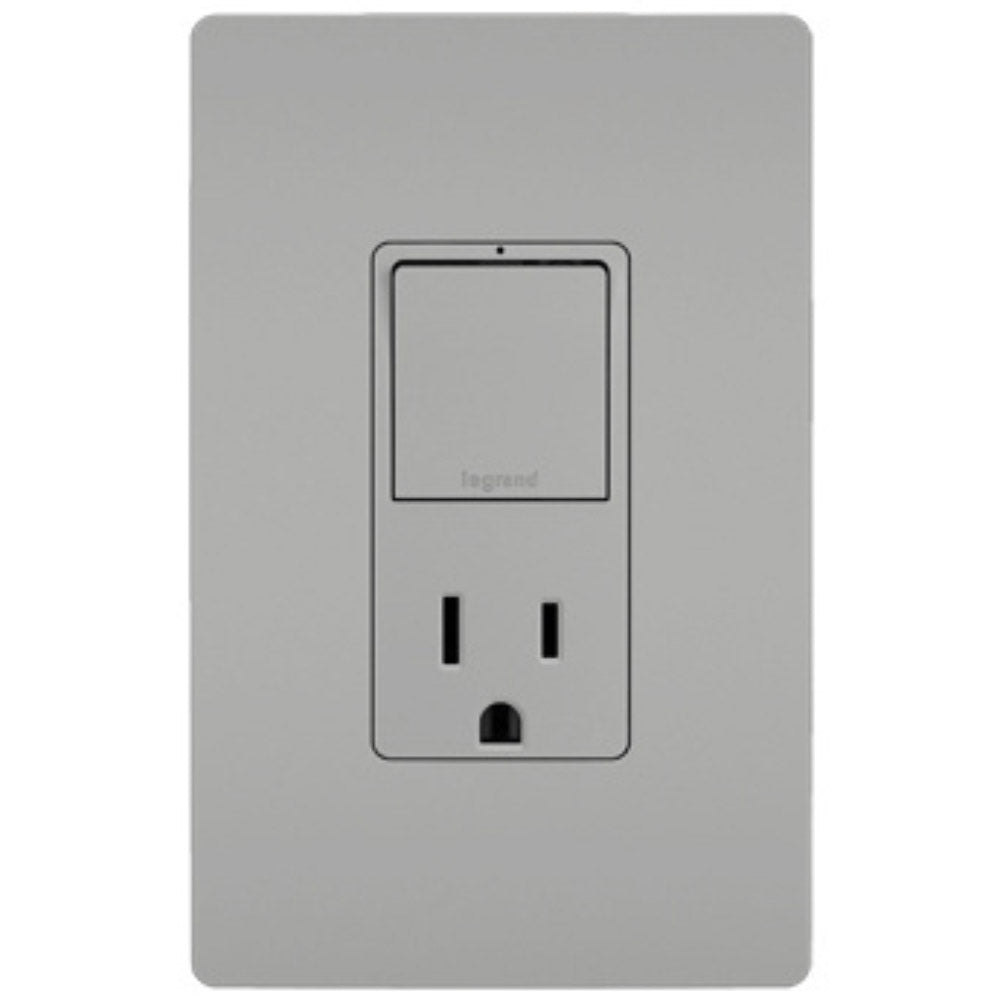 radiant Single Pole/3-Way Switch with 15A Tamper-Resistant Outlet, Gray - Bees Lighting