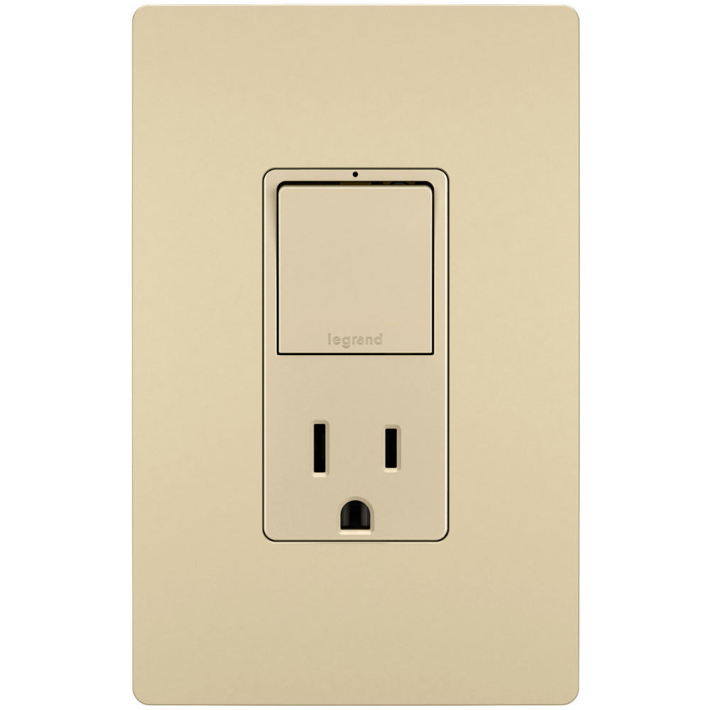 radiant Single Pole/3-Way Switch with 15A Tamper-Resistant Outlet, Ivory - Bees Lighting