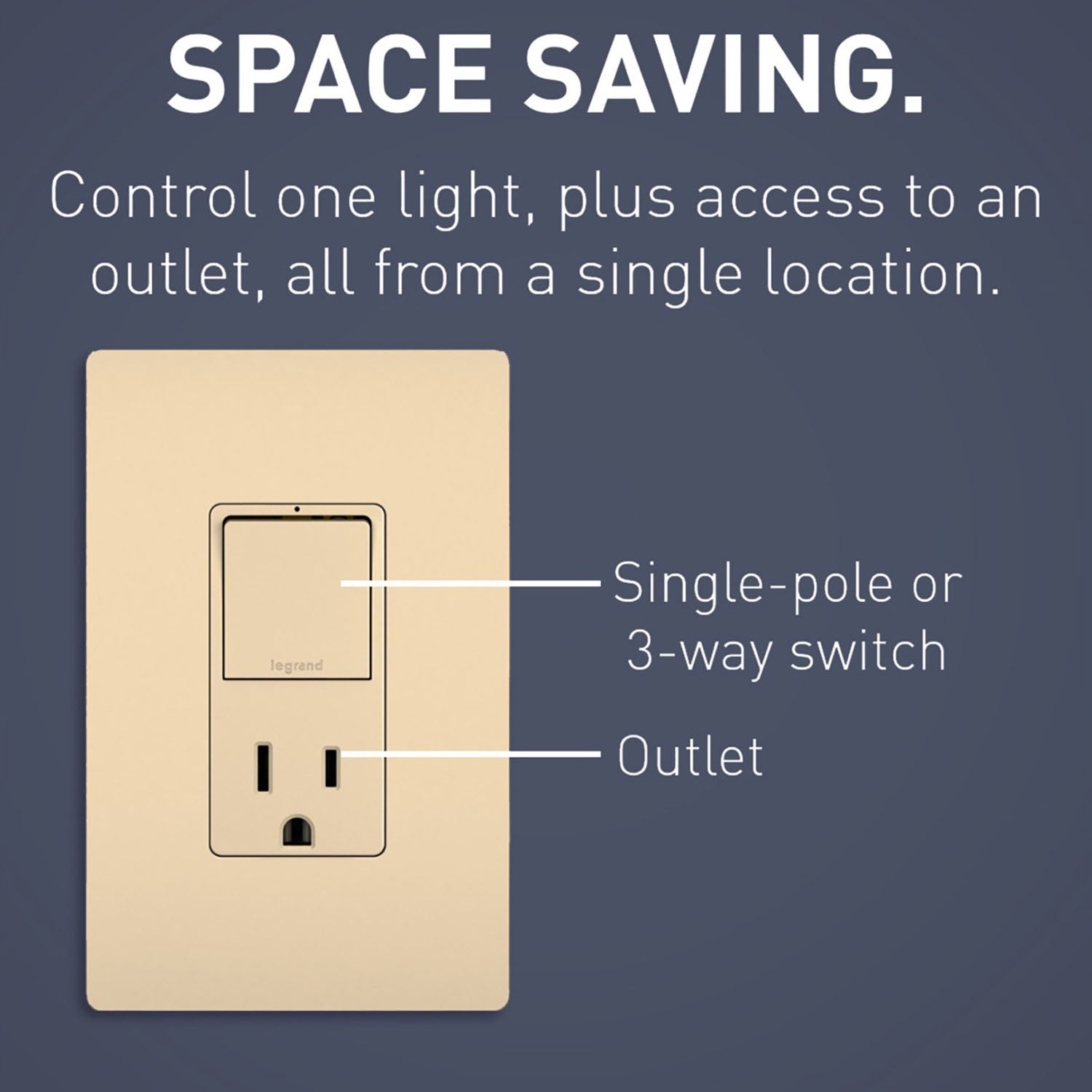 radiant Single Pole/3-Way Switch with 15A Tamper-Resistant Outlet, Ivory - Bees Lighting