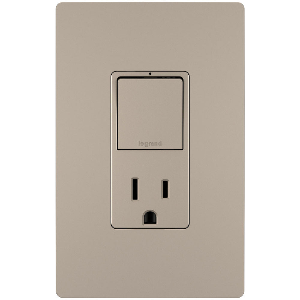 radiant Single Pole/3-Way Switch with 15A Tamper-Resistant Outlet, Nickel - Bees Lighting
