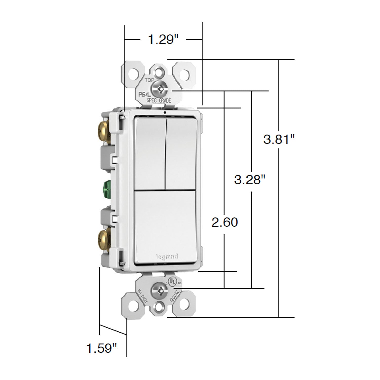radiant Single Pole/3-Way Switch with 15A Tamper-Resistant Outlet, Ivory - Bees Lighting