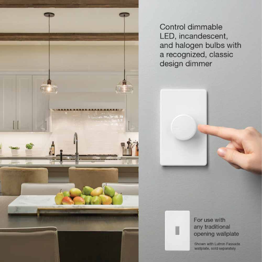 Lutron Dalia LED+ Rotary Dimmer Switch, 150-Watt Single-Pole/3-Way, Light Almond - Bees Lighting
