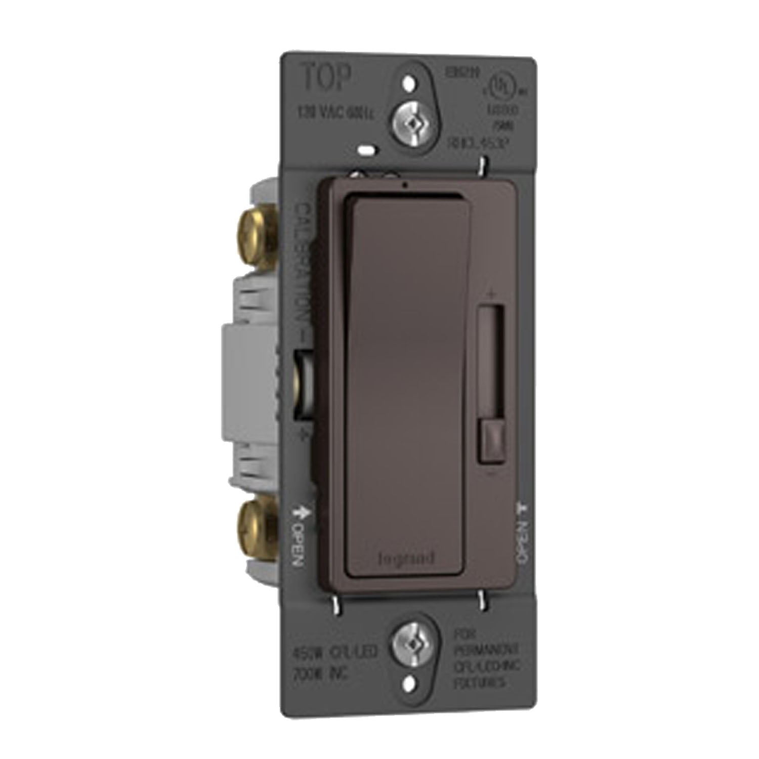 radiant Decora Slider Dimmer Switch, 450-Watt LED, Single Pole or 3-Way, Dark Bronze - Bees Lighting