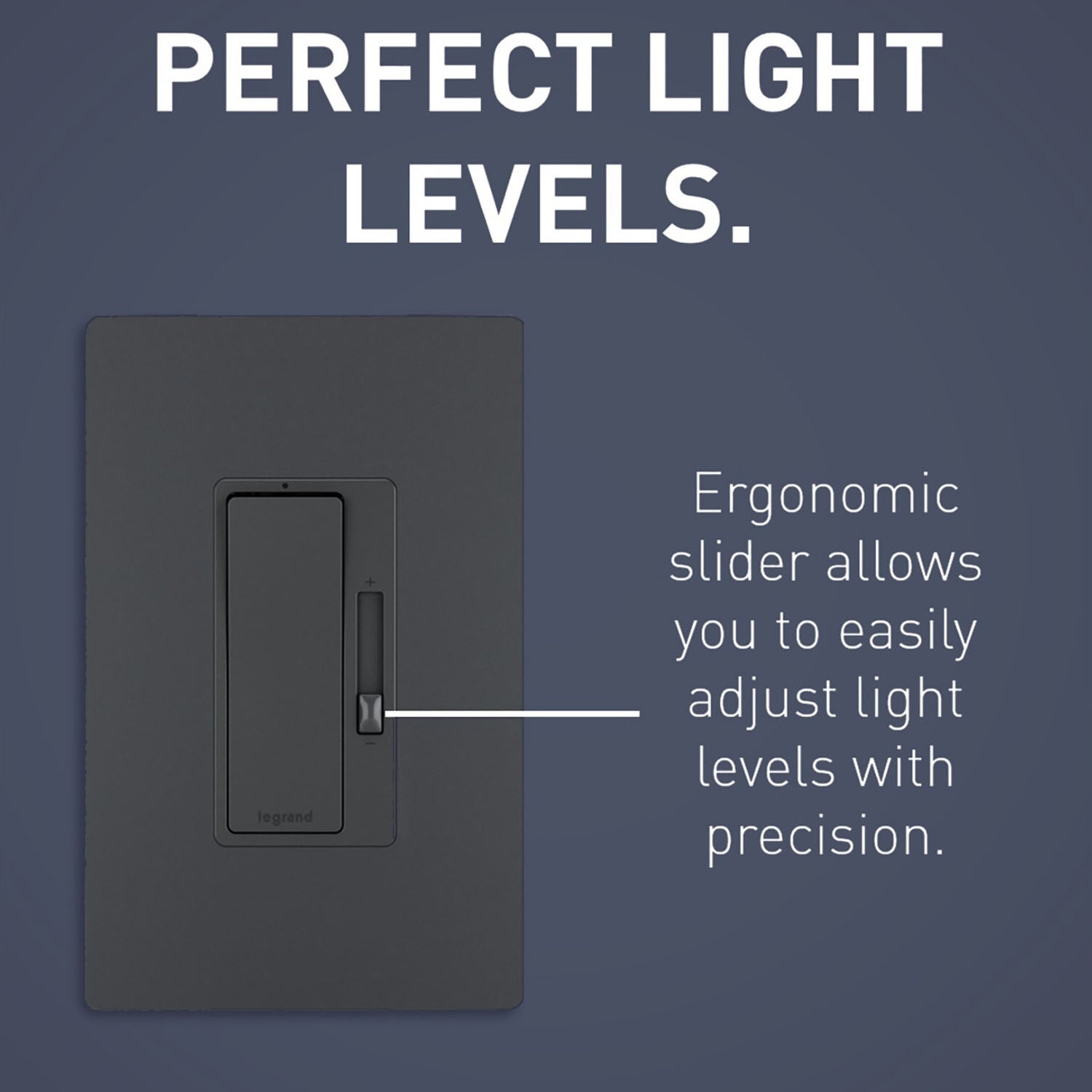 radiant Decora Slider Dimmer Switch, 450-Watt LED, Single Pole or 3-Way, Graphite - Bees Lighting