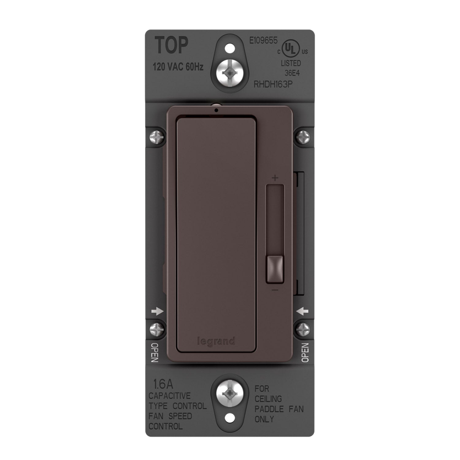 radiant 1.6 Amp De-Hummer Fan Speed Control Switch, Single Pole/3-Way, Dark bronze - Bees Lighting