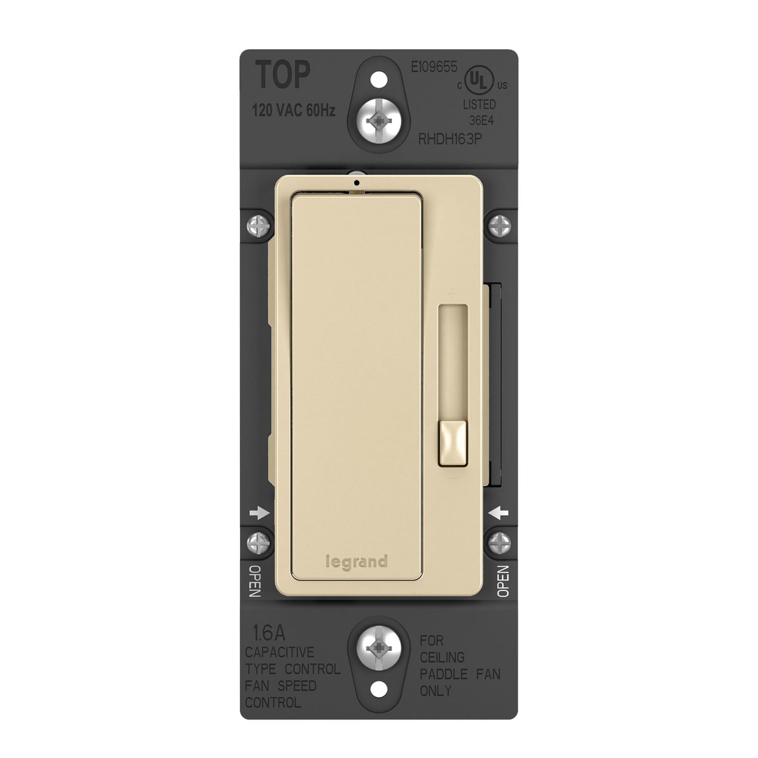 radiant 1.6 Amp De-Hummer Fan Speed Control Switch, Single Pole/3-Way, Ivory - Bees Lighting