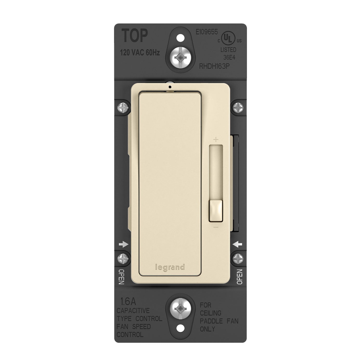 radiant 1.6 Amp De-Hummer Fan Speed Control Switch, Single Pole/3-Way, Light Almond - Bees Lighting